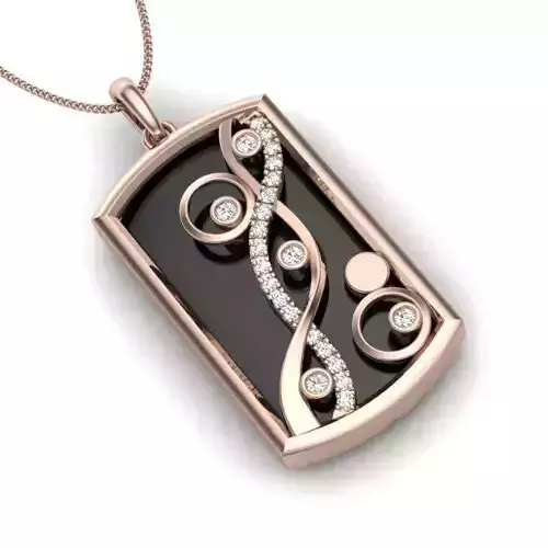 Pendant 3dm stl render detail gold with diamonds