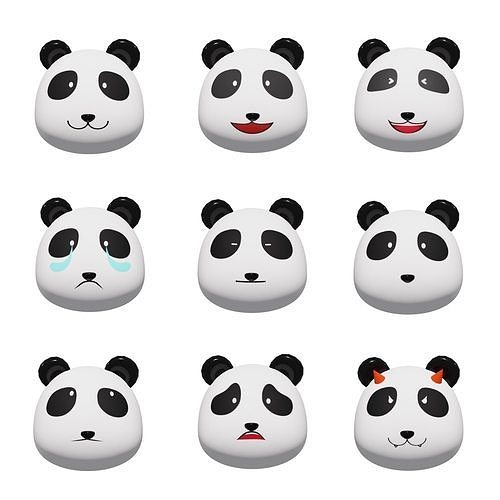 Panda Icon Pack Free low-poly 3D model