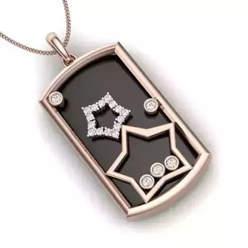 Pendant 3dm stl render detail gold with diamond