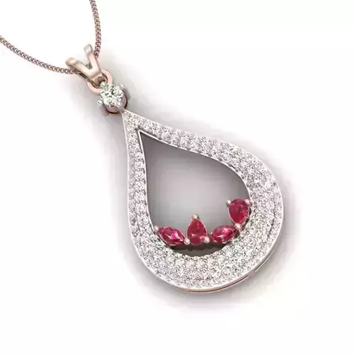 Pendant 3dm stl render detail gold with diamonds and rubies