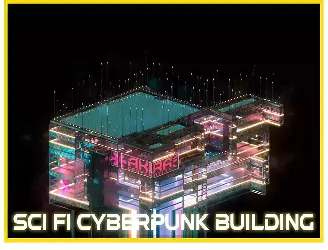 Sci-Fi Cyberpunk Futuristic City Skyscraper Building  80