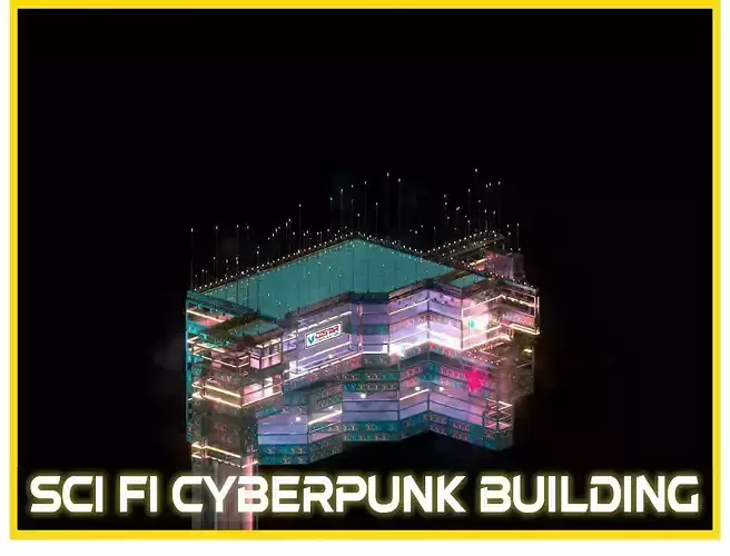Sci-Fi Cyberpunk Futuristic City Skyscraper Building  78