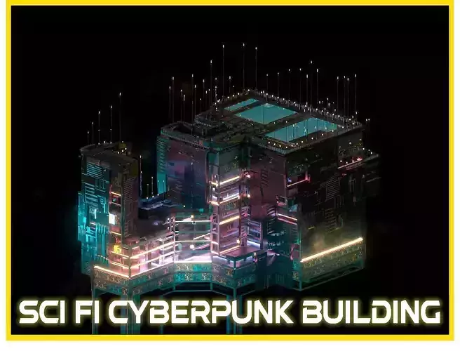 Sci-Fi Cyberpunk Futuristic City Skyscraper Building  76