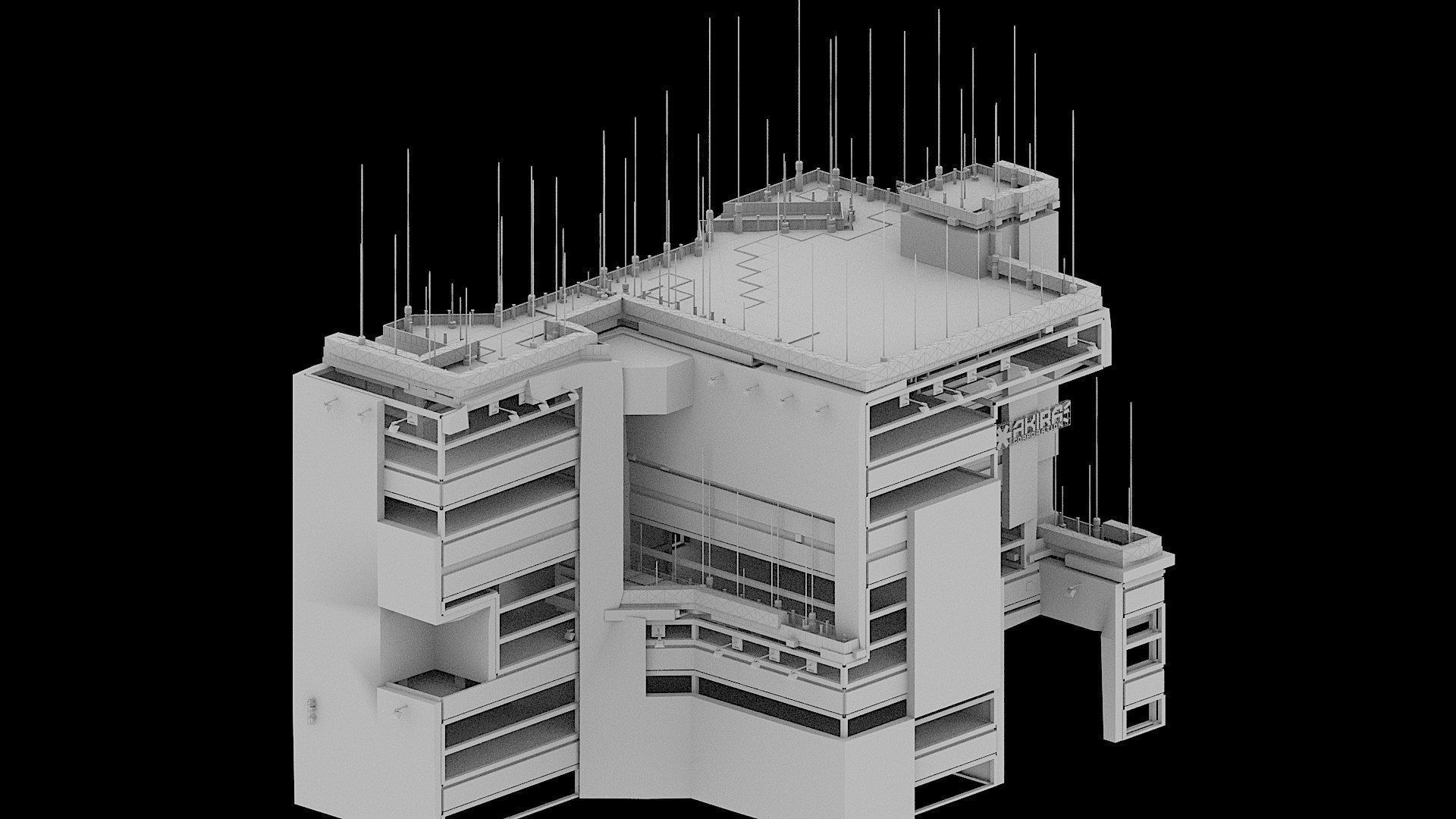Sci-Fi Cyberpunk Futuristic City Skyscraper Building 75 3D model_2