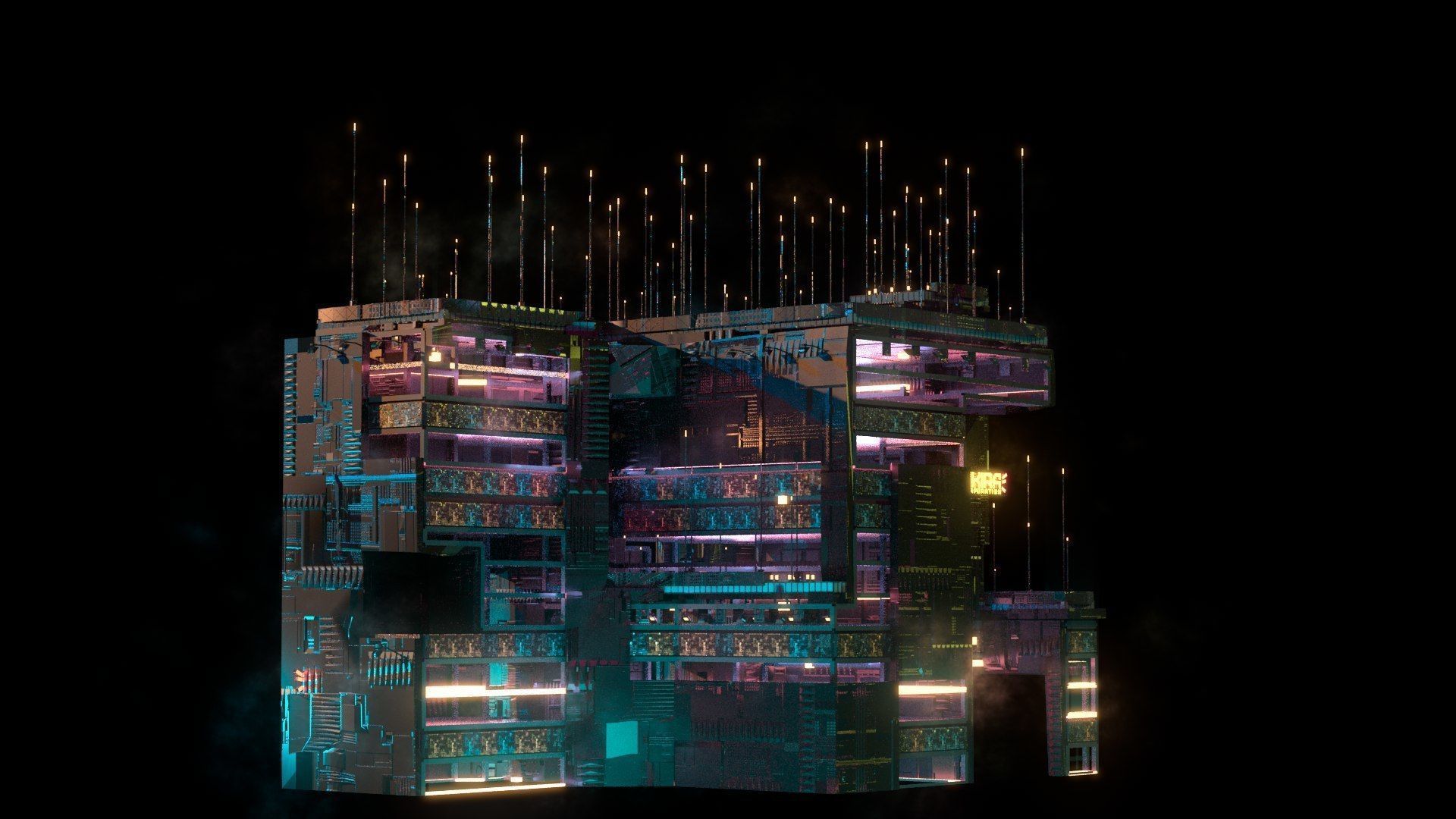 Sci-Fi Cyberpunk Futuristic City Skyscraper Building 75 3D model_3