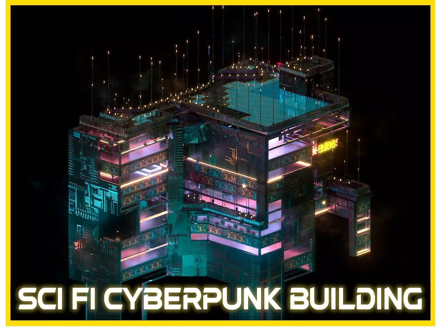 Sci-Fi Cyberpunk Futuristic City Skyscraper Building 75 3D model_0