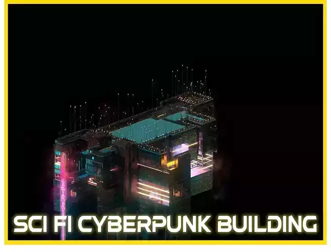 Sci-Fi Cyberpunk Futuristic City Skyscraper Building  74