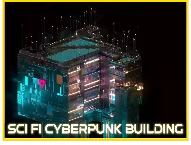 Sci-Fi Cyberpunk Futuristic City Skyscraper Building  72