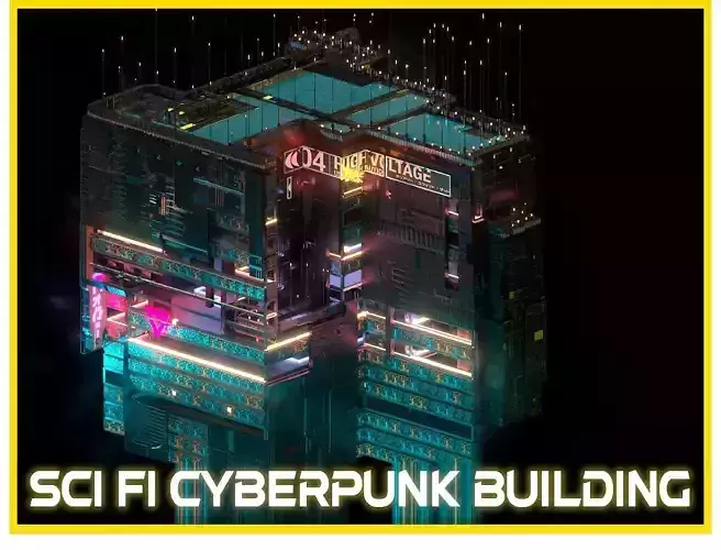 Sci-Fi Cyberpunk Futuristic City Skyscraper Building  71