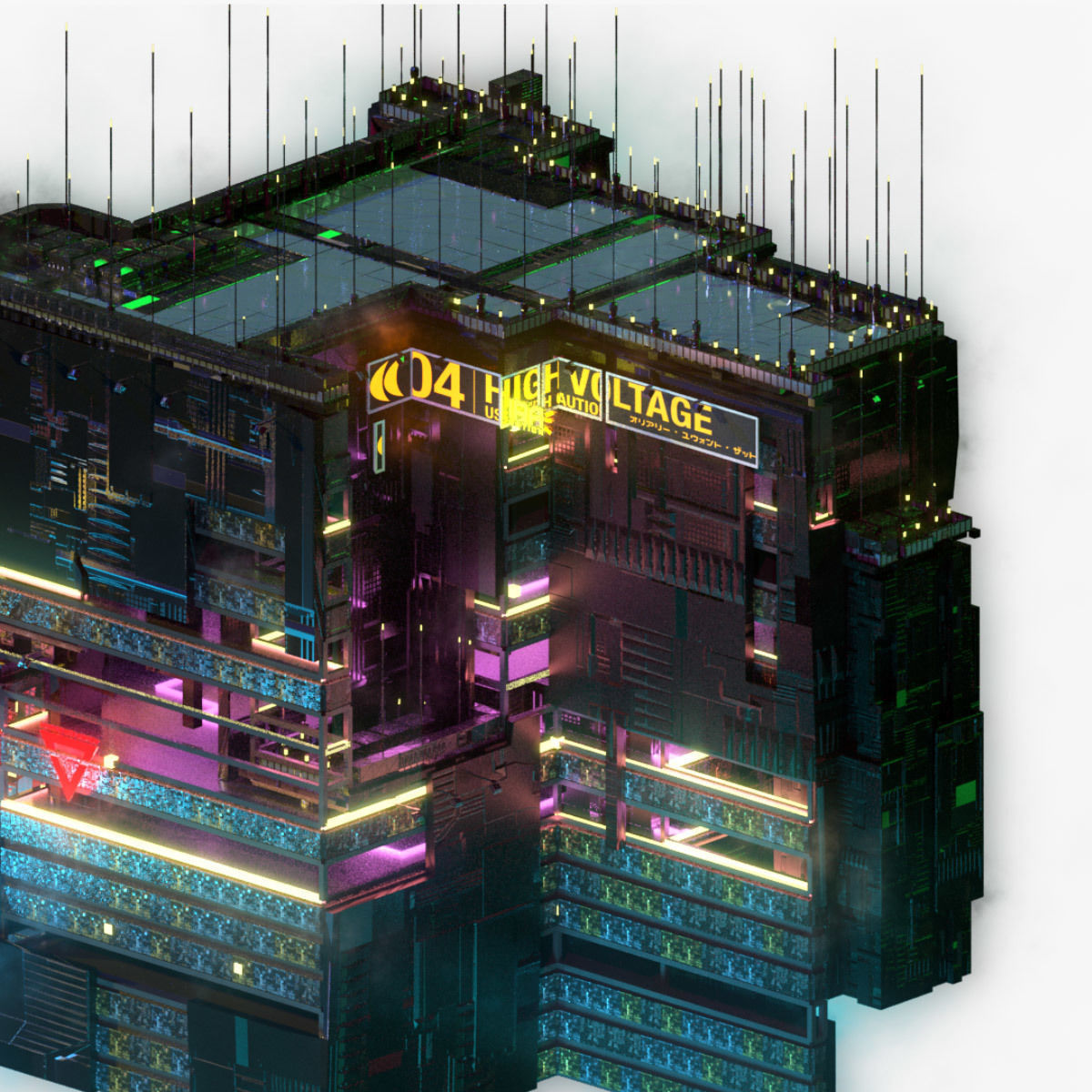 Sci-Fi Cyberpunk Futuristic City Skyscraper Building  71 3D model_5