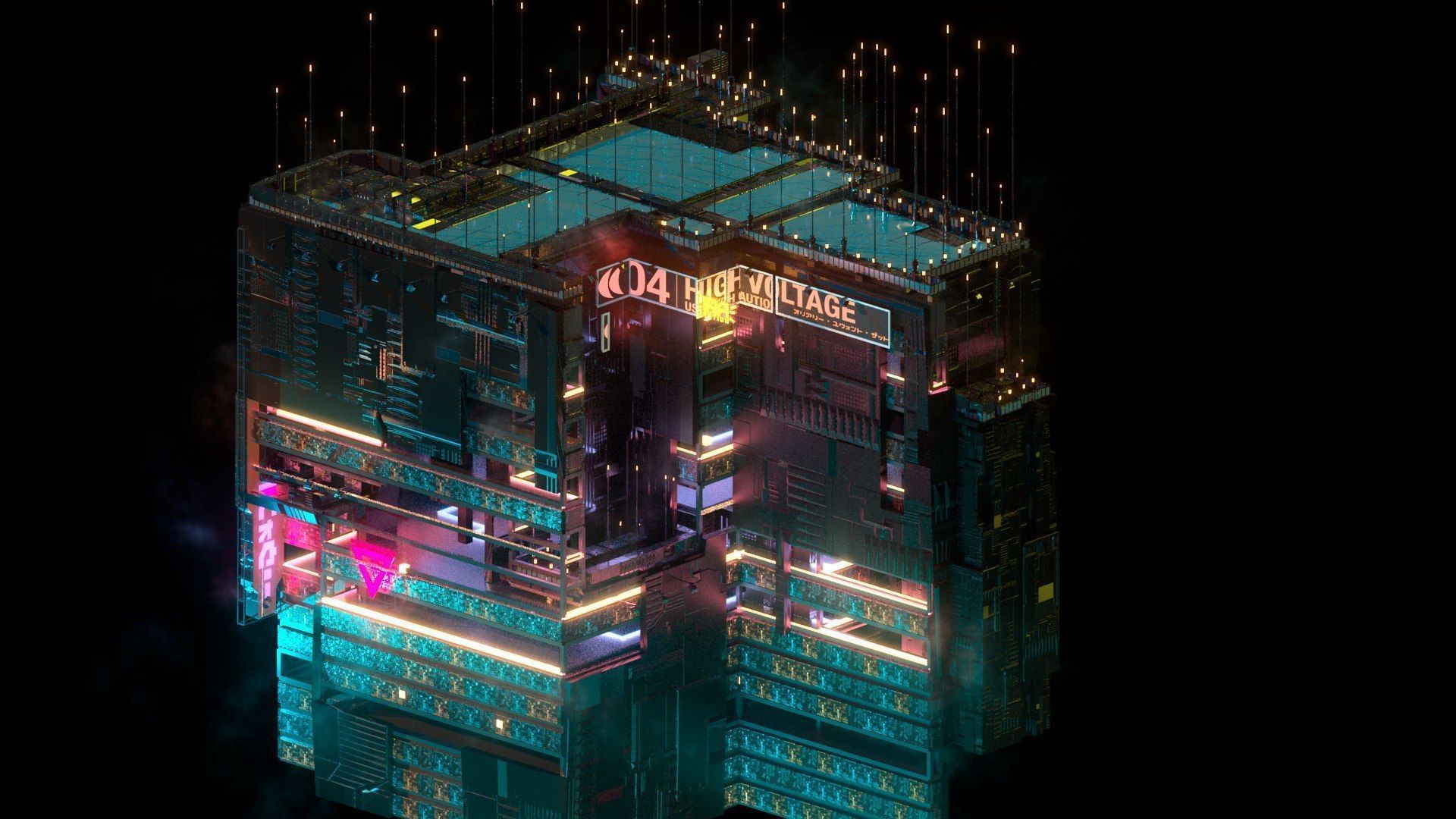 Sci-Fi Cyberpunk Futuristic City Skyscraper Building  71 3D model_1