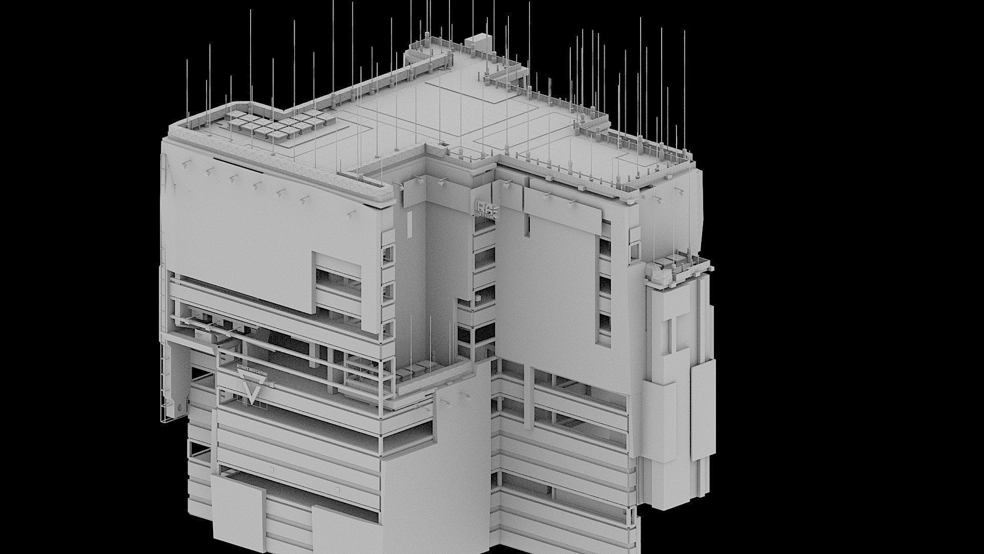 Sci-Fi Cyberpunk Futuristic City Skyscraper Building  71 3D model_2