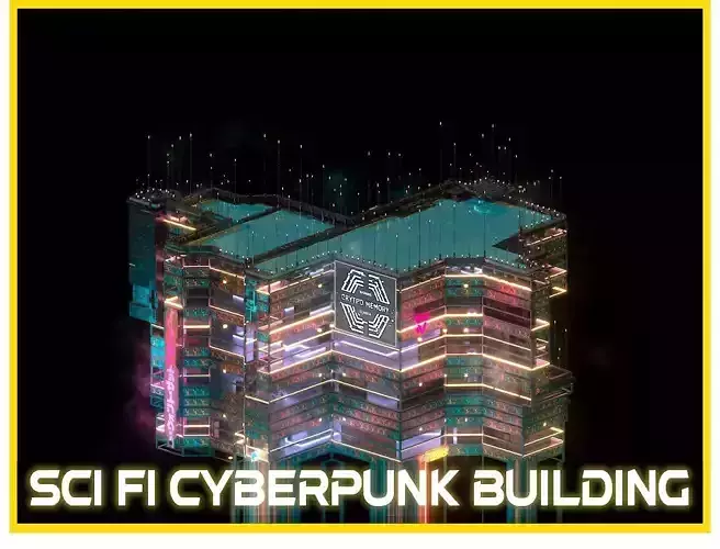 Sci-Fi Cyberpunk Futuristic City Skyscraper Building  69