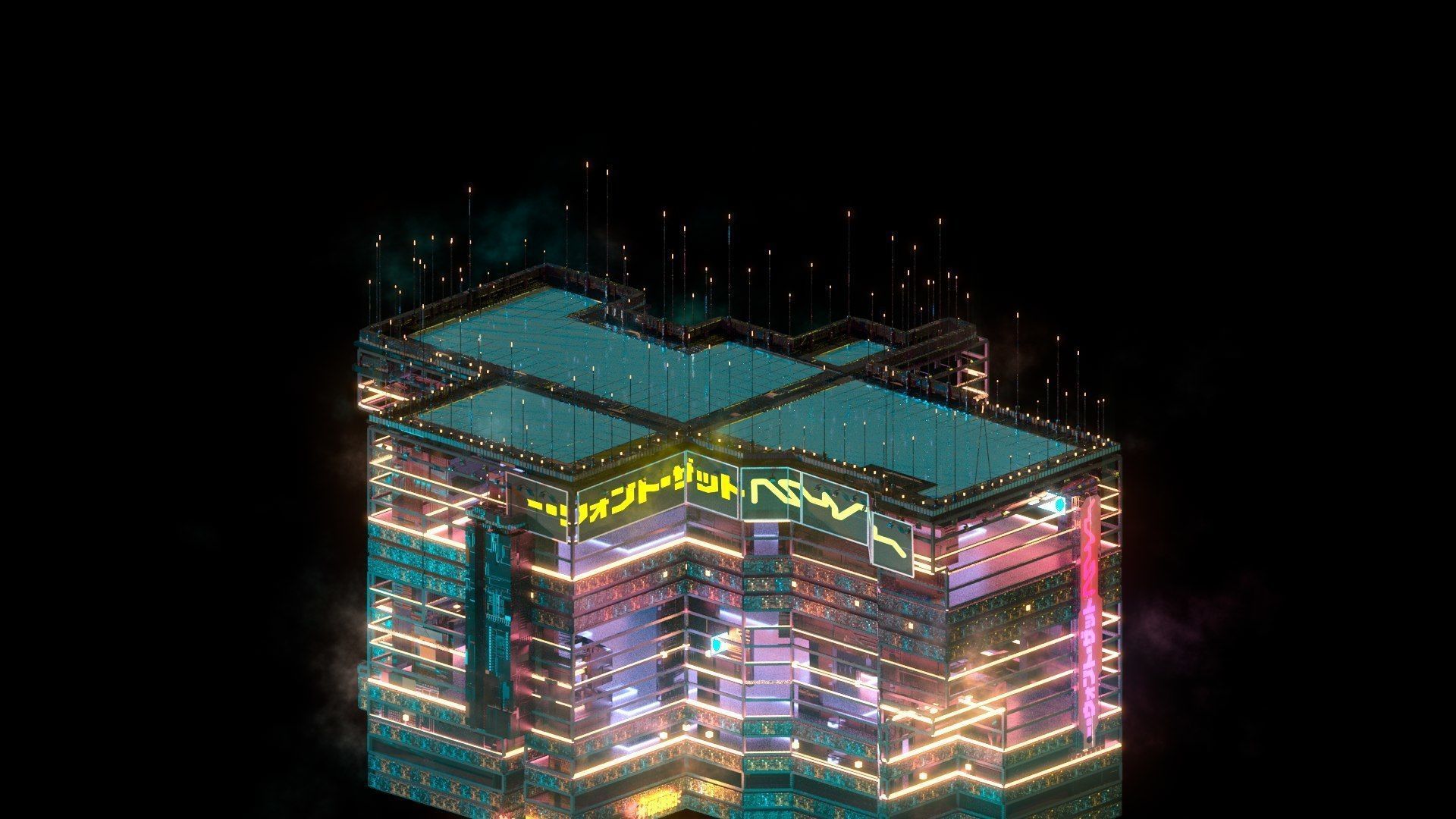 Sci-Fi Cyberpunk Futuristic City Skyscraper Building  67 3D model_1