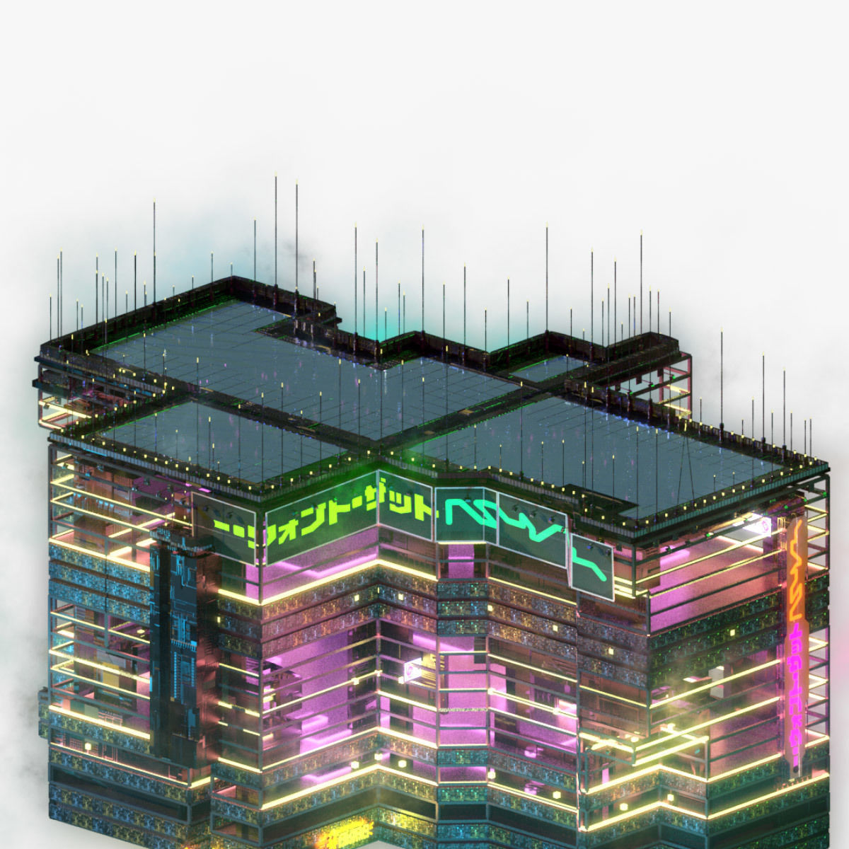 Sci-Fi Cyberpunk Futuristic City Skyscraper Building  67 3D model_5