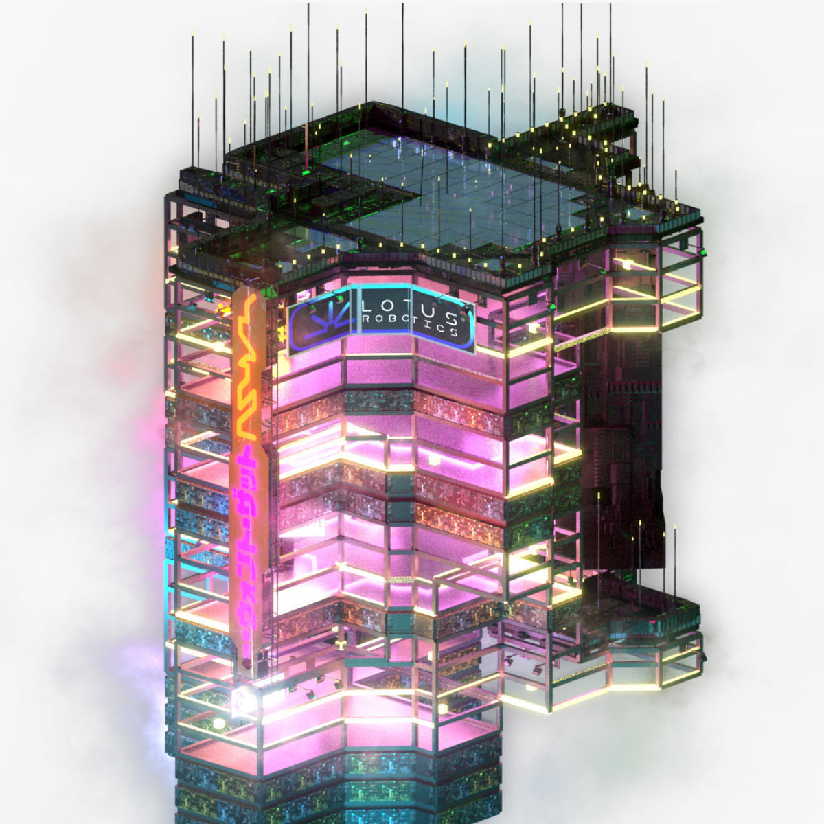 Sci-Fi Cyberpunk Futuristic City Skyscraper Building  66 3D model_5