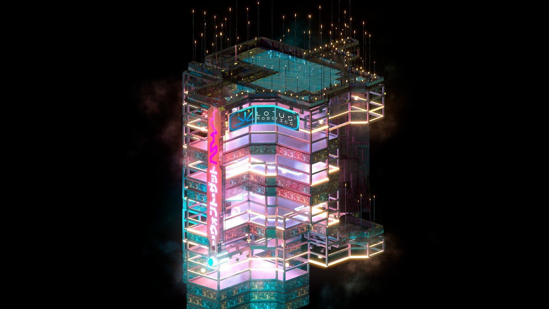 Sci-Fi Cyberpunk Futuristic City Skyscraper Building  66 3D model_1