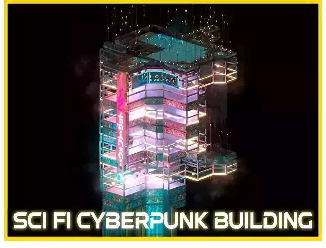 Sci-Fi Cyberpunk Futuristic City Skyscraper Building  66