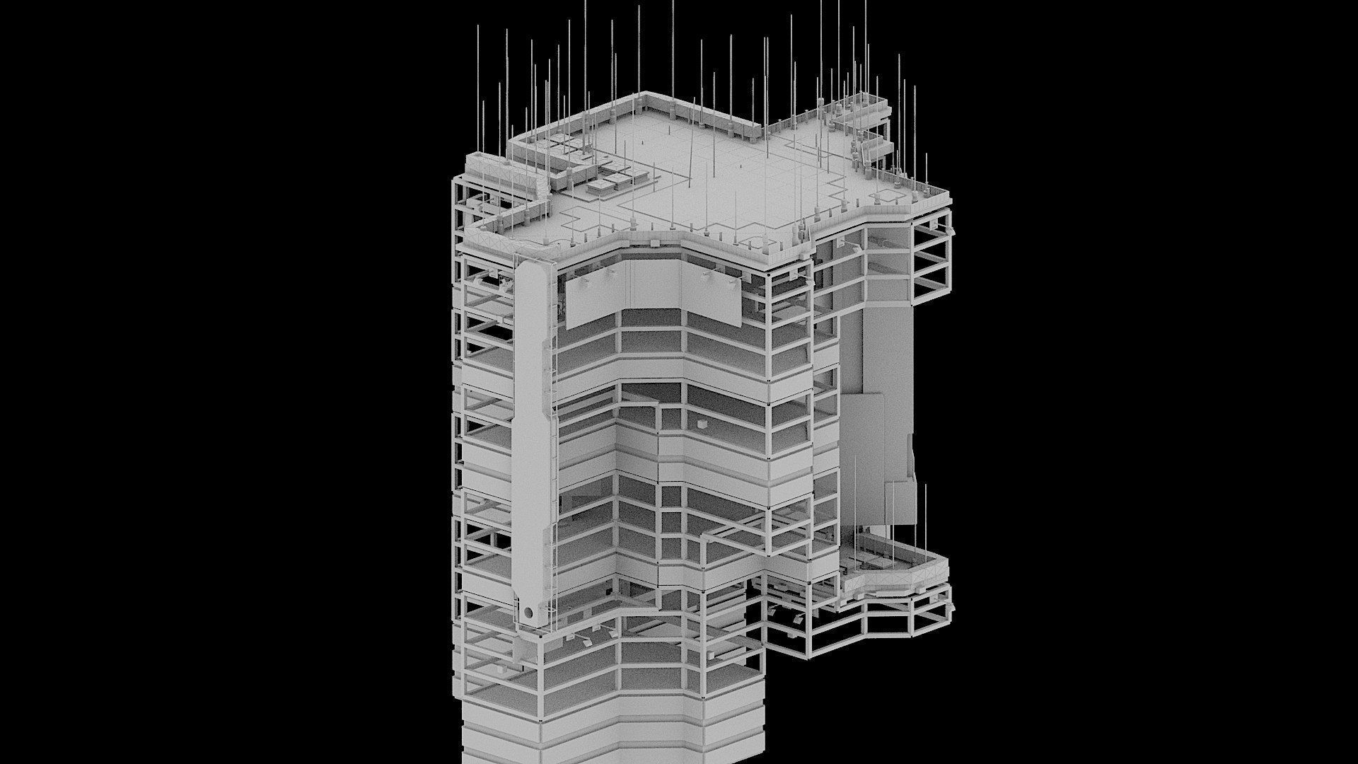 Sci-Fi Cyberpunk Futuristic City Skyscraper Building  66 3D model_2