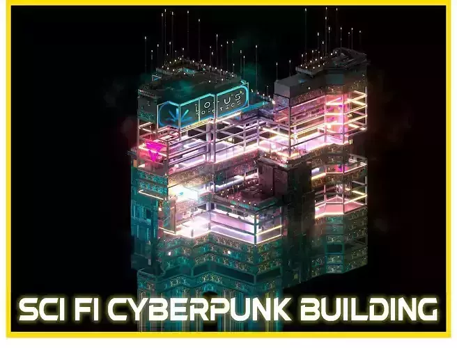 Sci-Fi Cyberpunk Futuristic City Skyscraper Building  64
