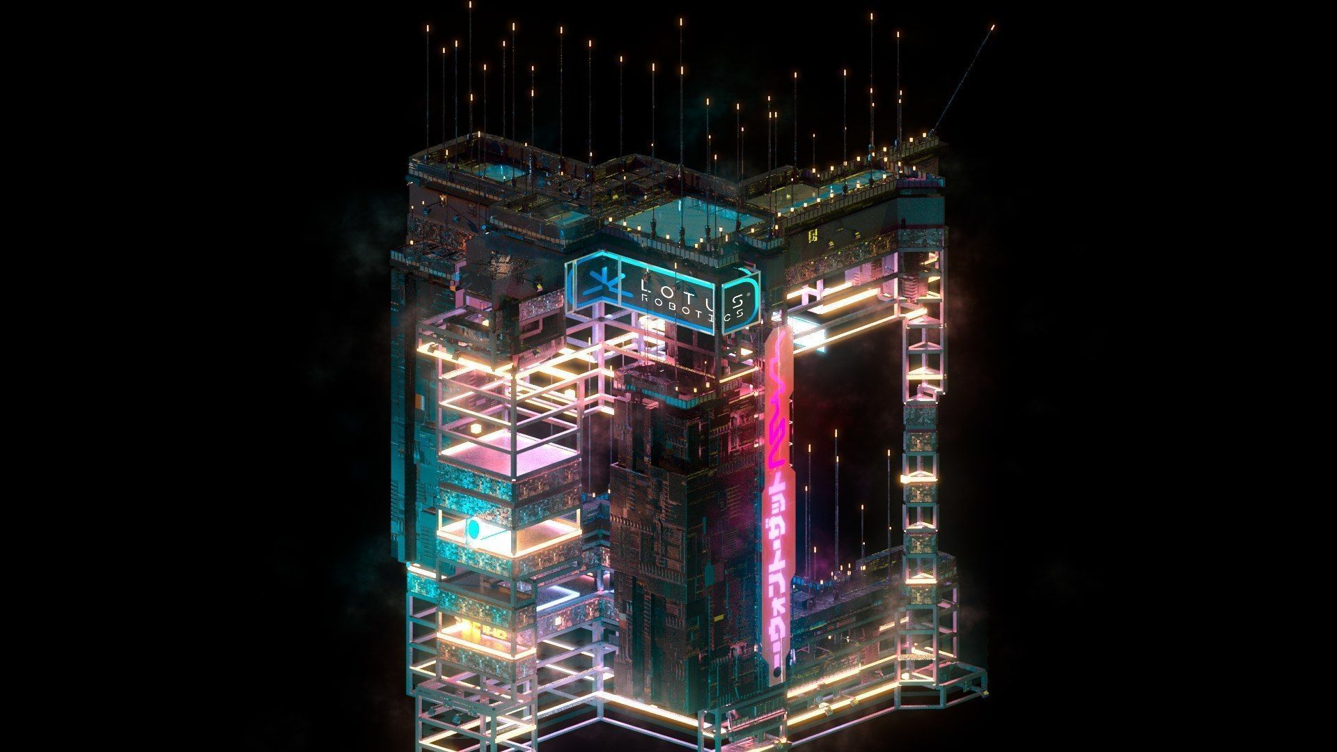 Sci-Fi Cyberpunk Futuristic City Skyscraper Building  63 3D model_1