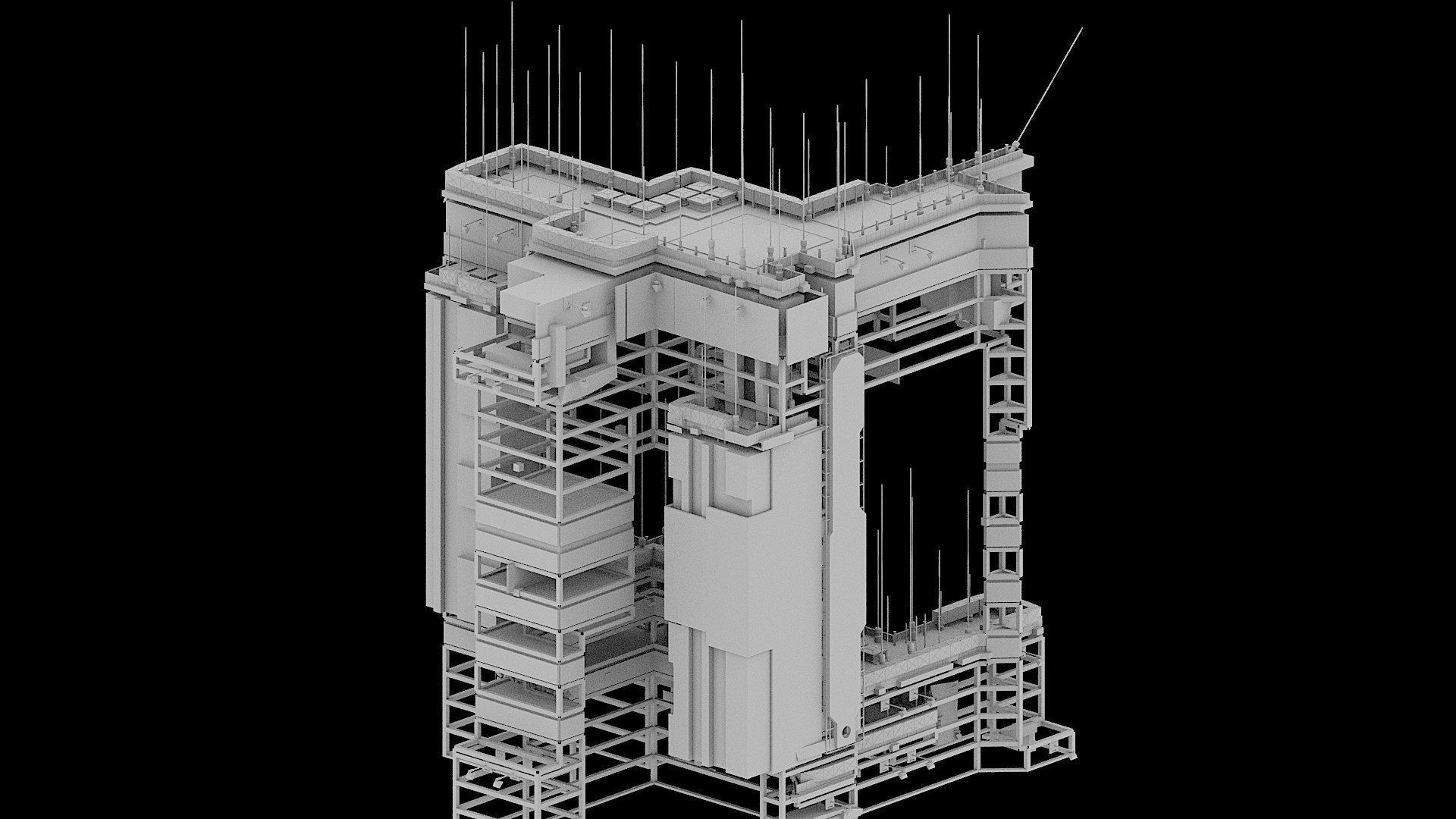 Sci-Fi Cyberpunk Futuristic City Skyscraper Building  63 3D model_2