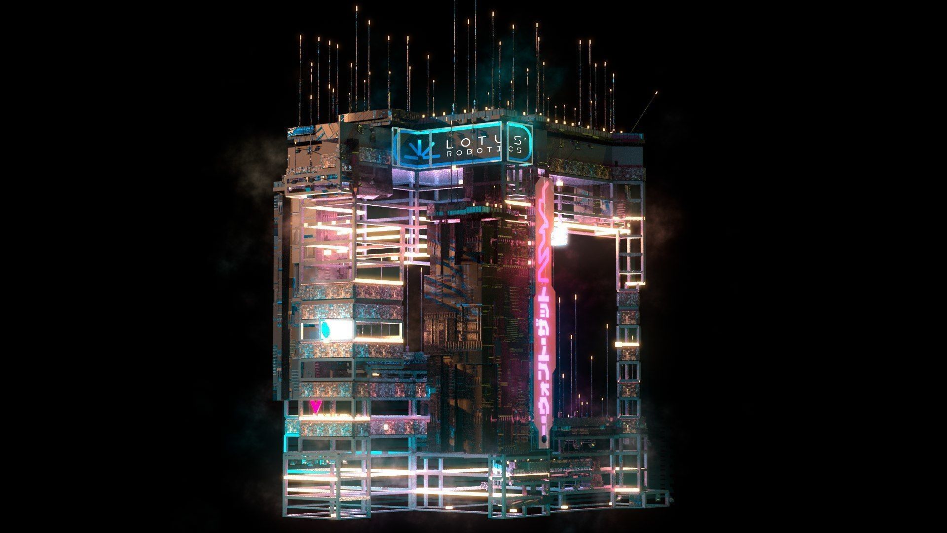 Sci-Fi Cyberpunk Futuristic City Skyscraper Building  63 3D model_3