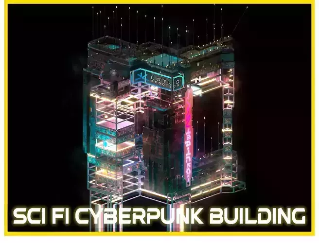 Sci-Fi Cyberpunk Futuristic City Skyscraper Building  63 3D model