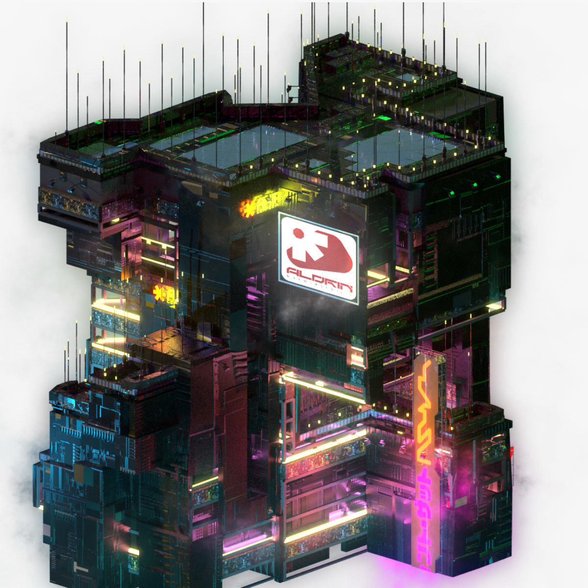 Sci-Fi Cyberpunk Futuristic City Skyscraper Building  62 3D model_5