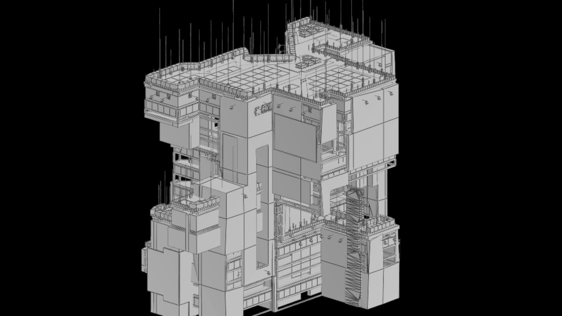 Sci-Fi Cyberpunk Futuristic City Skyscraper Building  62 3D model_6