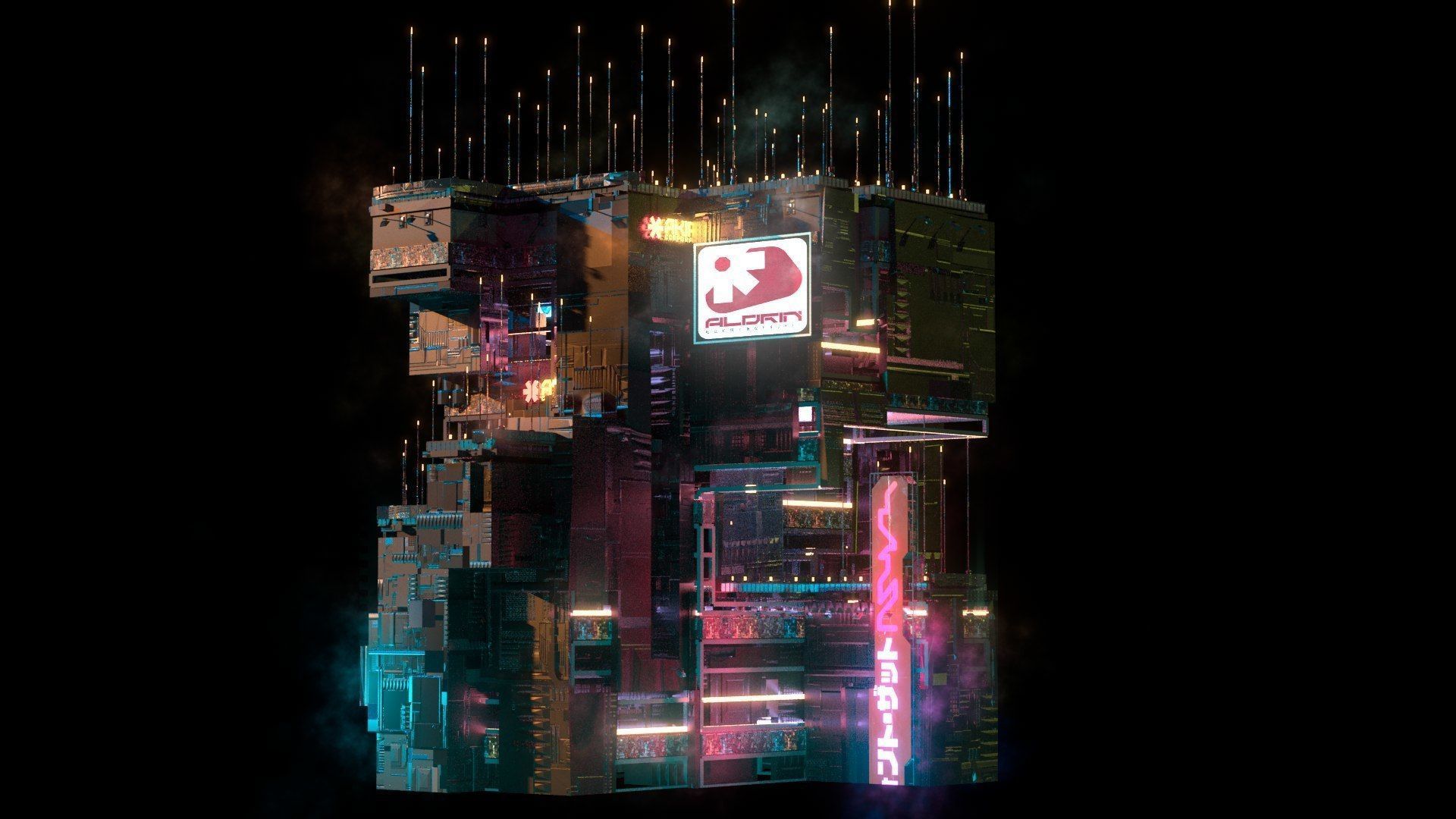 Sci-Fi Cyberpunk Futuristic City Skyscraper Building  62 3D model_3