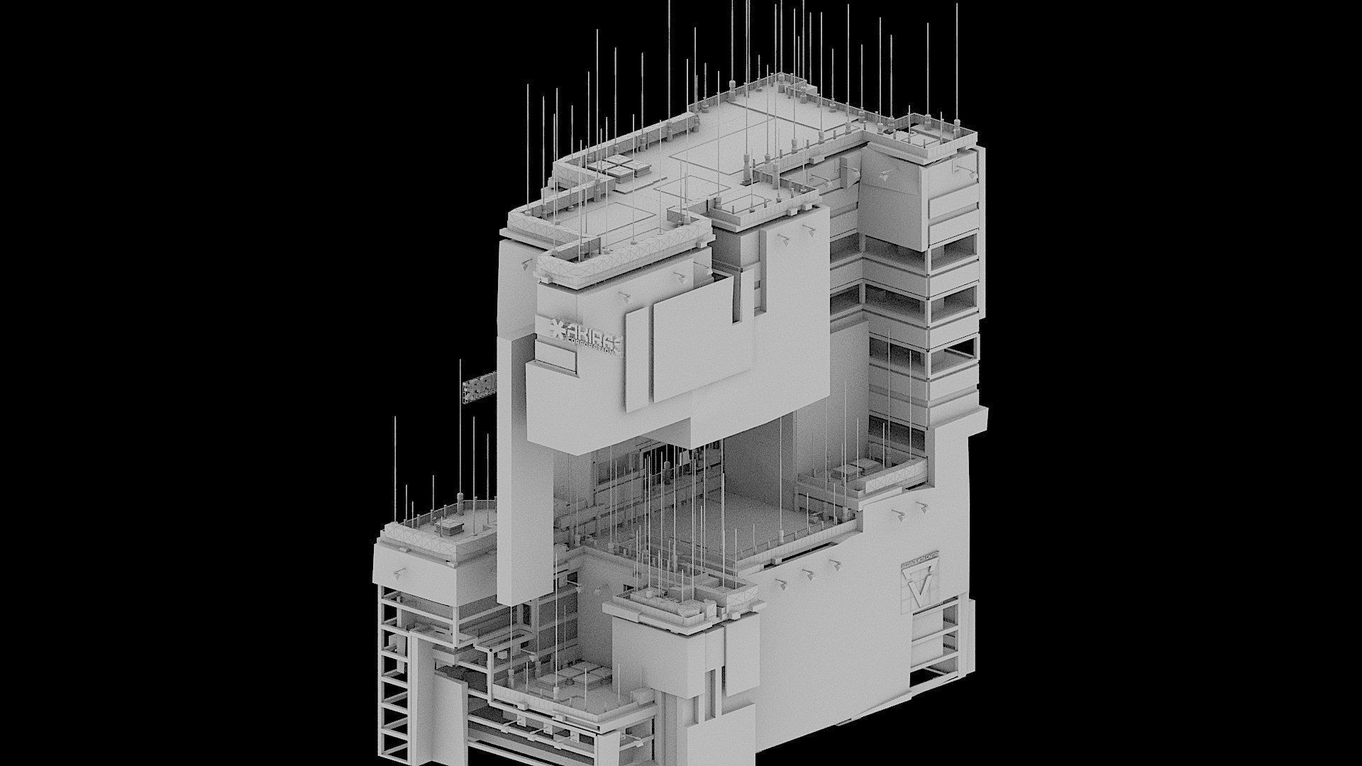 Sci-Fi Cyberpunk Futuristic City Skyscraper Building  61 3D model_2