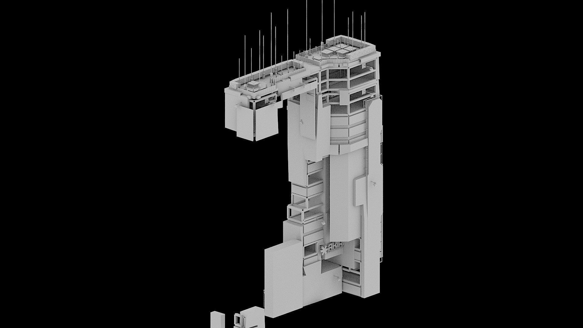 Sci-Fi Cyberpunk Futuristic City Skyscraper Building 60 3D model_2