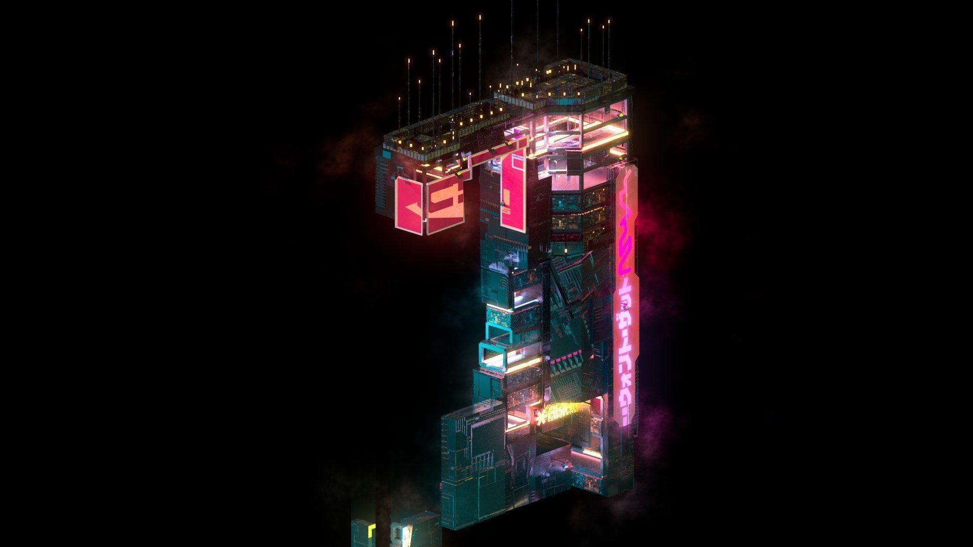 Sci-Fi Cyberpunk Futuristic City Skyscraper Building 60 3D model_1