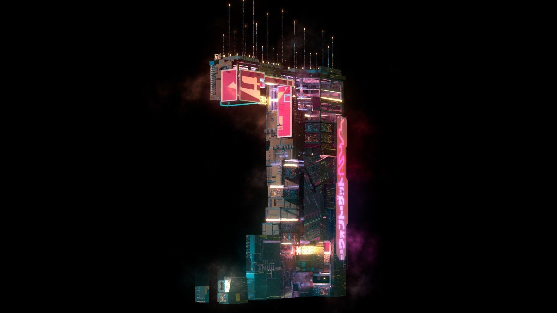 Sci-Fi Cyberpunk Futuristic City Skyscraper Building 60 3D model_3