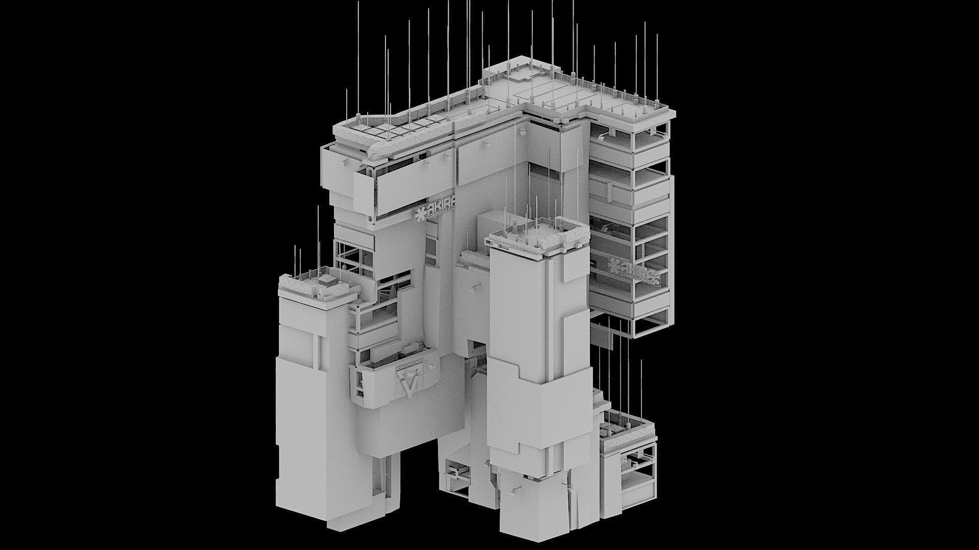 Sci-Fi Cyberpunk Futuristic City Skyscraper Building  59 3D model_2