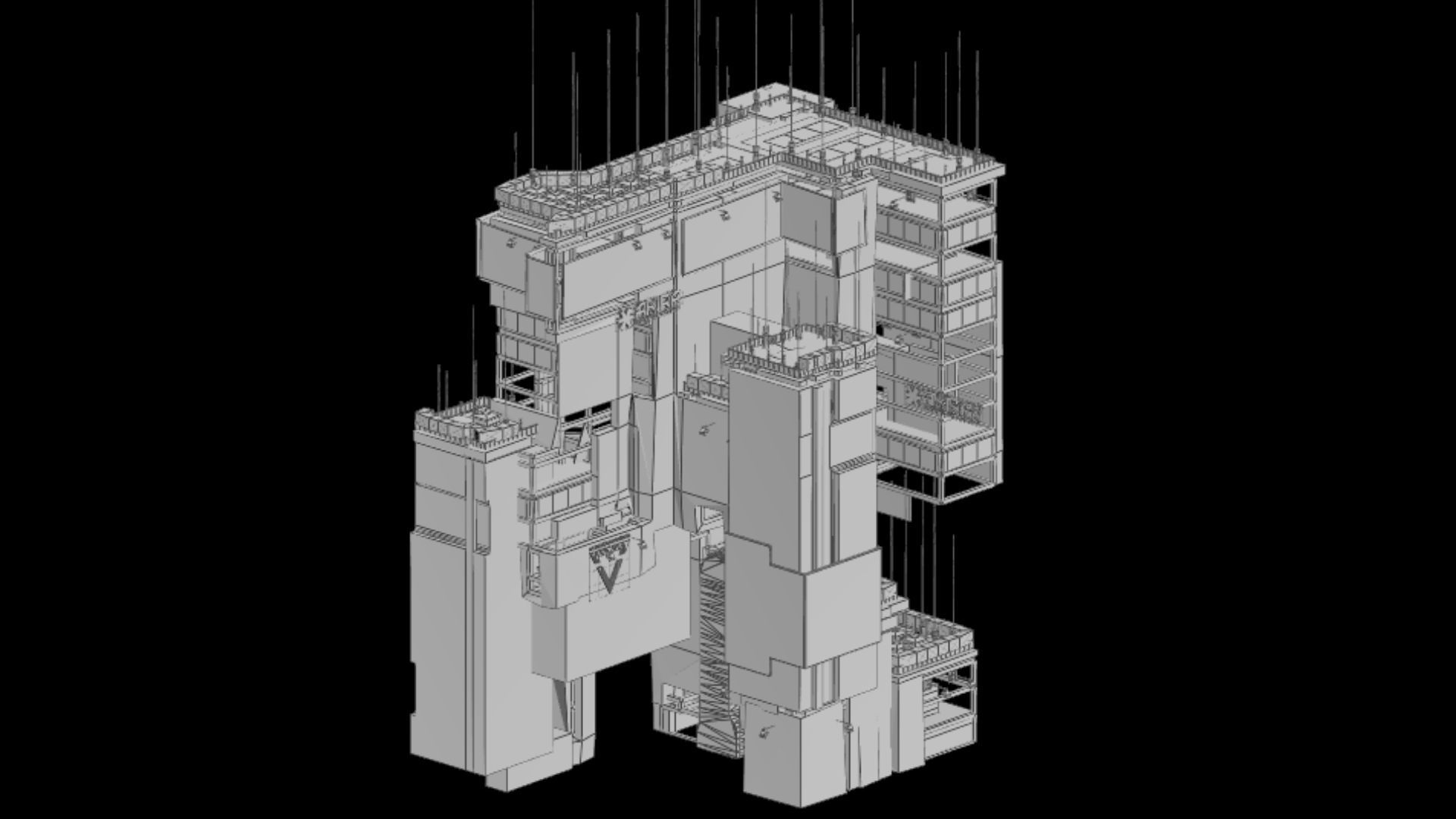 Sci-Fi Cyberpunk Futuristic City Skyscraper Building  59 3D model_6