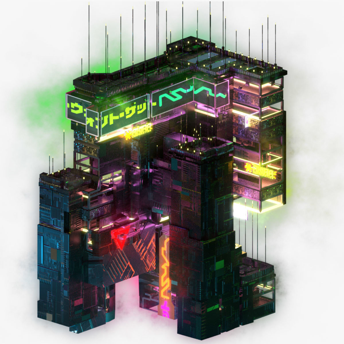 Sci-Fi Cyberpunk Futuristic City Skyscraper Building  59 3D model_5