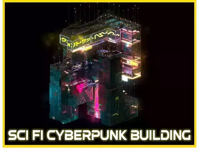 Sci-Fi Cyberpunk Futuristic City Skyscraper Building  59