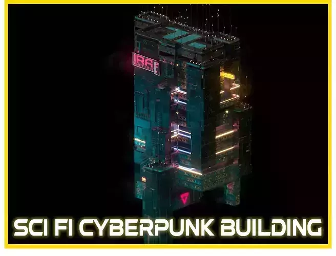 Sci-Fi Cyberpunk Futuristic City Skyscraper Building  58