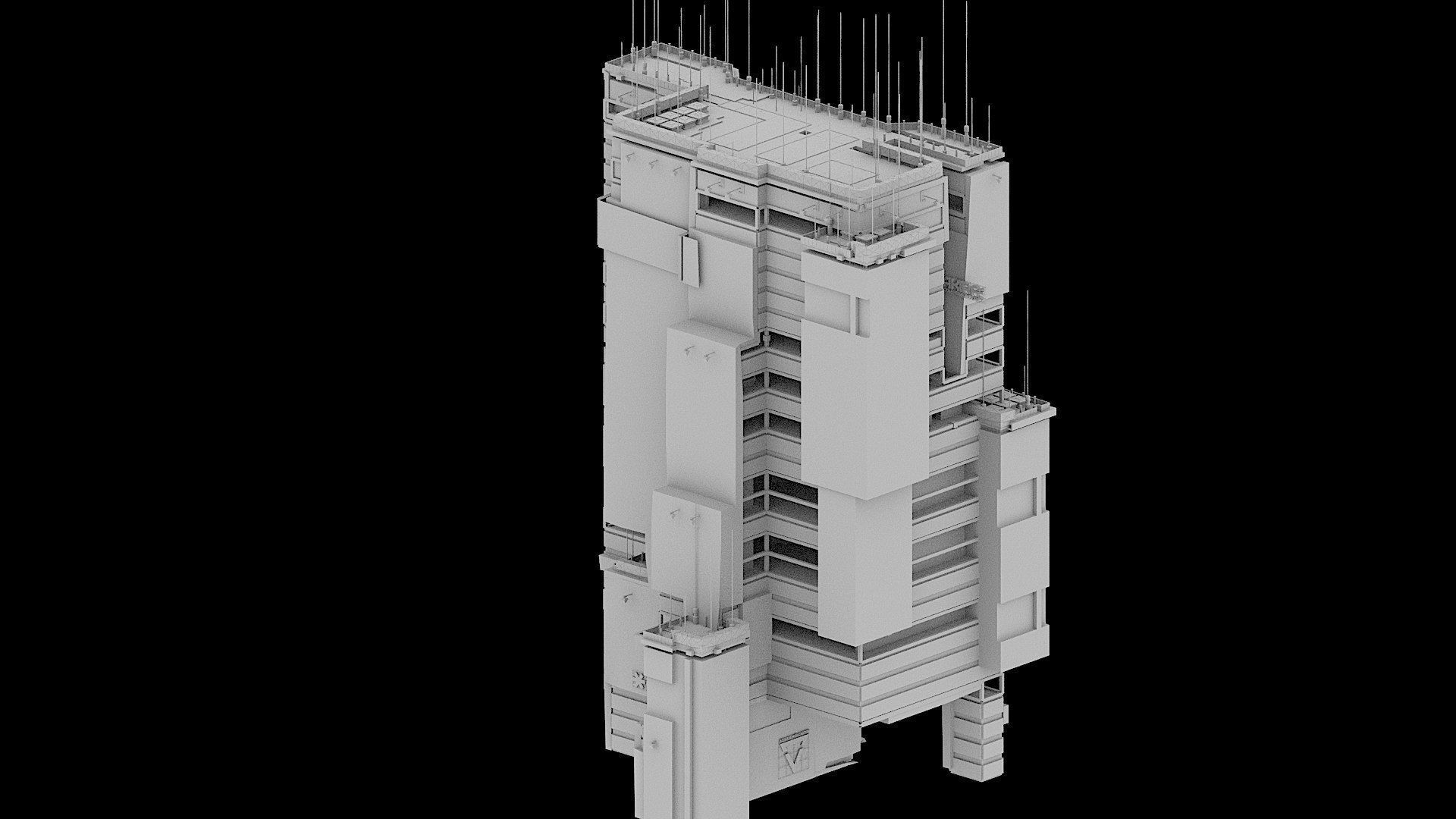 Sci-Fi Cyberpunk Futuristic City Skyscraper Building 57 3D model_2