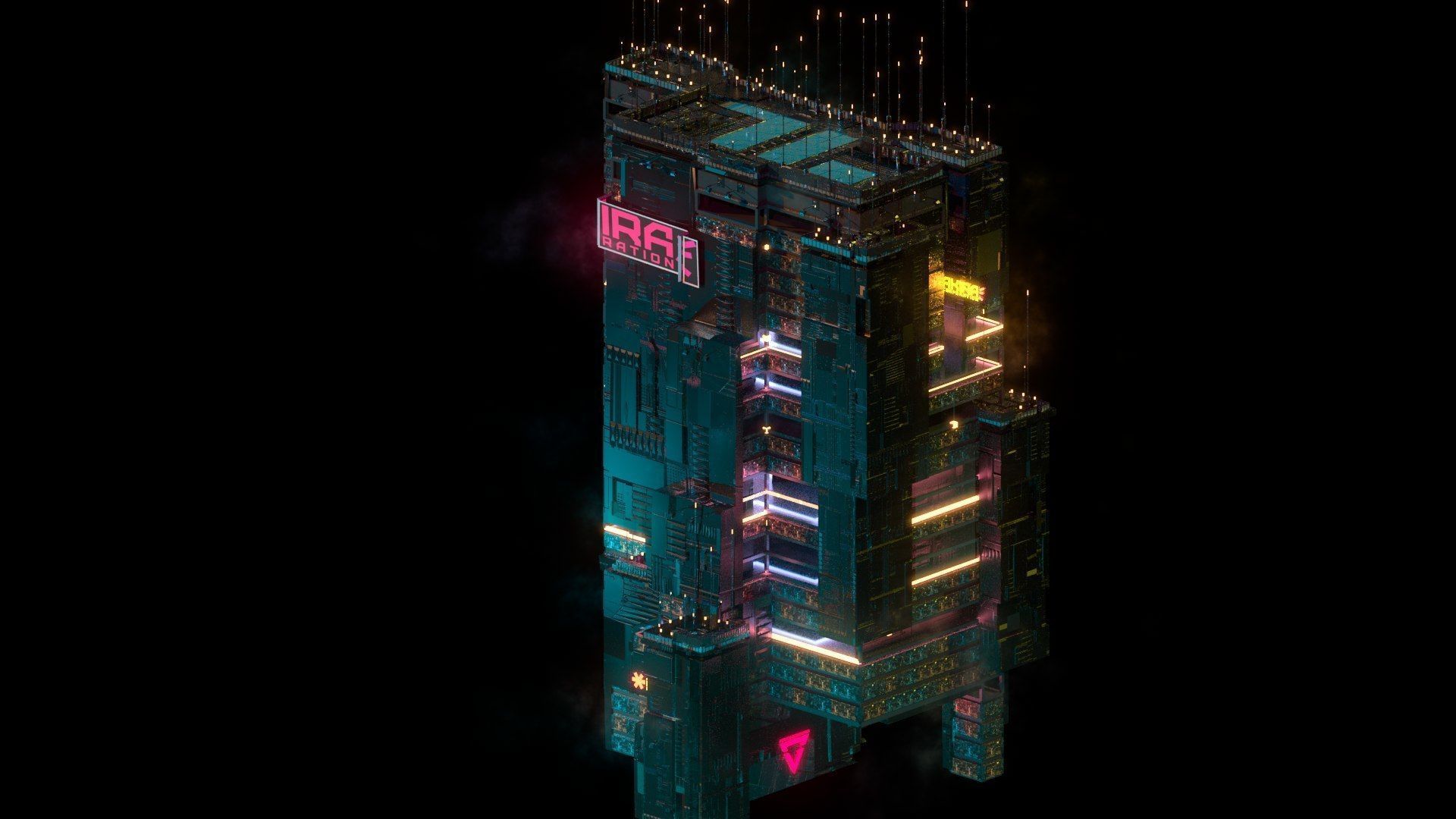 Sci-Fi Cyberpunk Futuristic City Skyscraper Building 57 3D model_1
