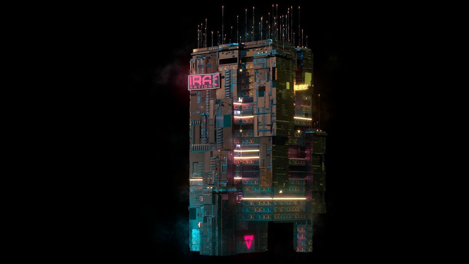 Sci-Fi Cyberpunk Futuristic City Skyscraper Building 57 3D model_3