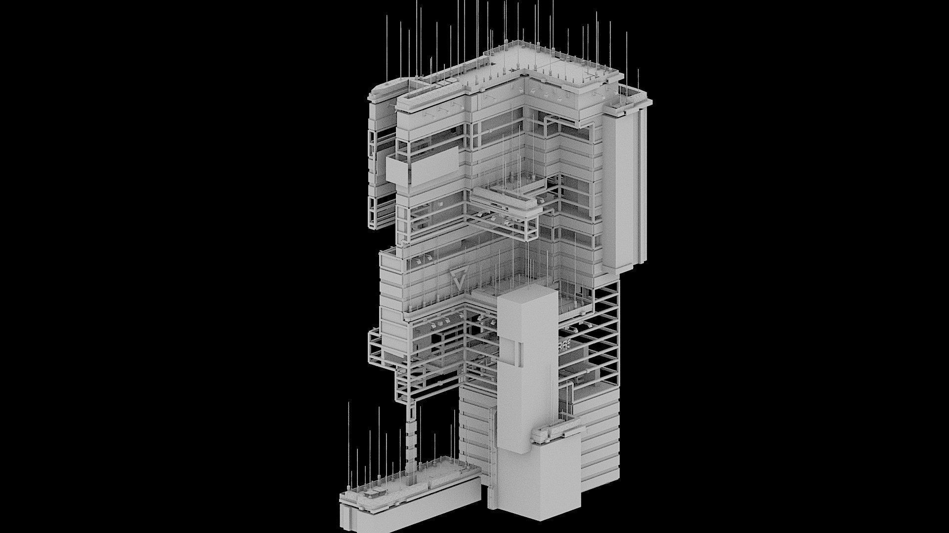 Sci-Fi Cyberpunk Futuristic City Skyscraper Building  56 3D model_2