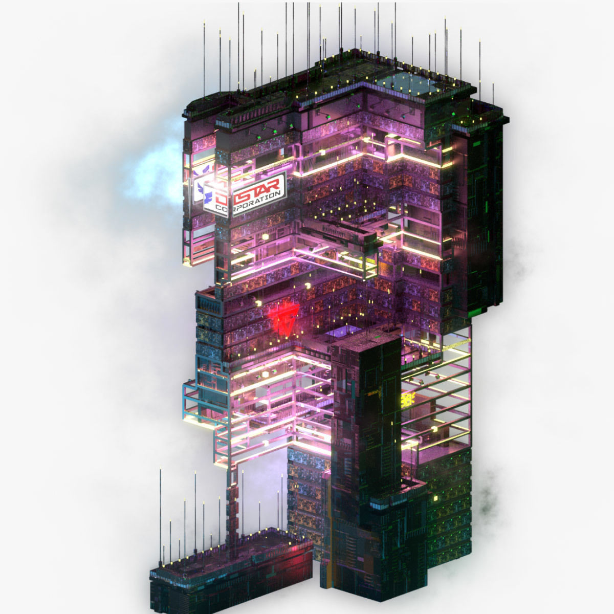 Sci-Fi Cyberpunk Futuristic City Skyscraper Building  56 3D model_5