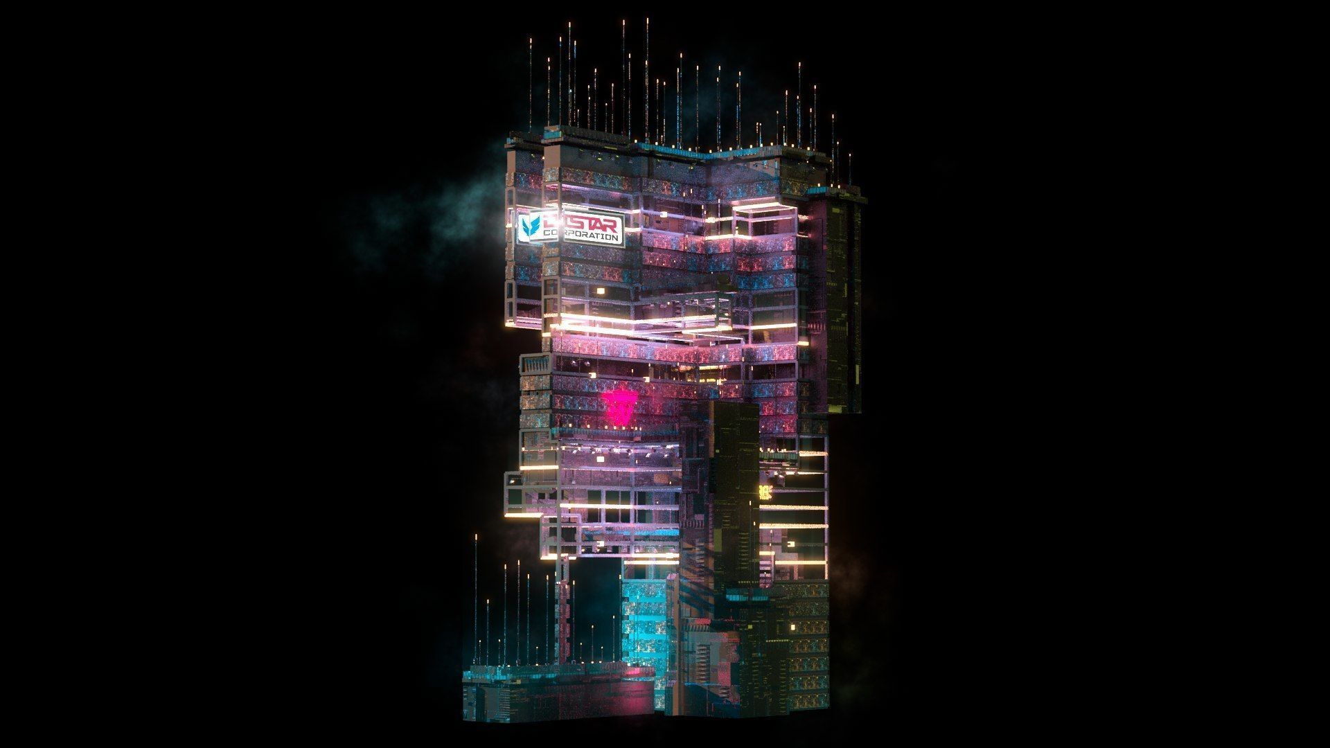 Sci-Fi Cyberpunk Futuristic City Skyscraper Building  56 3D model_3