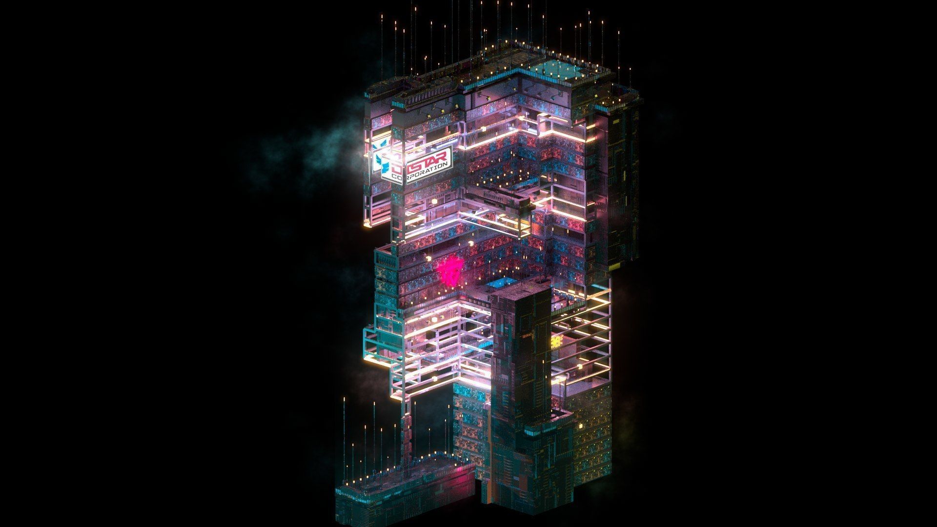 Sci-Fi Cyberpunk Futuristic City Skyscraper Building  56 3D model_1