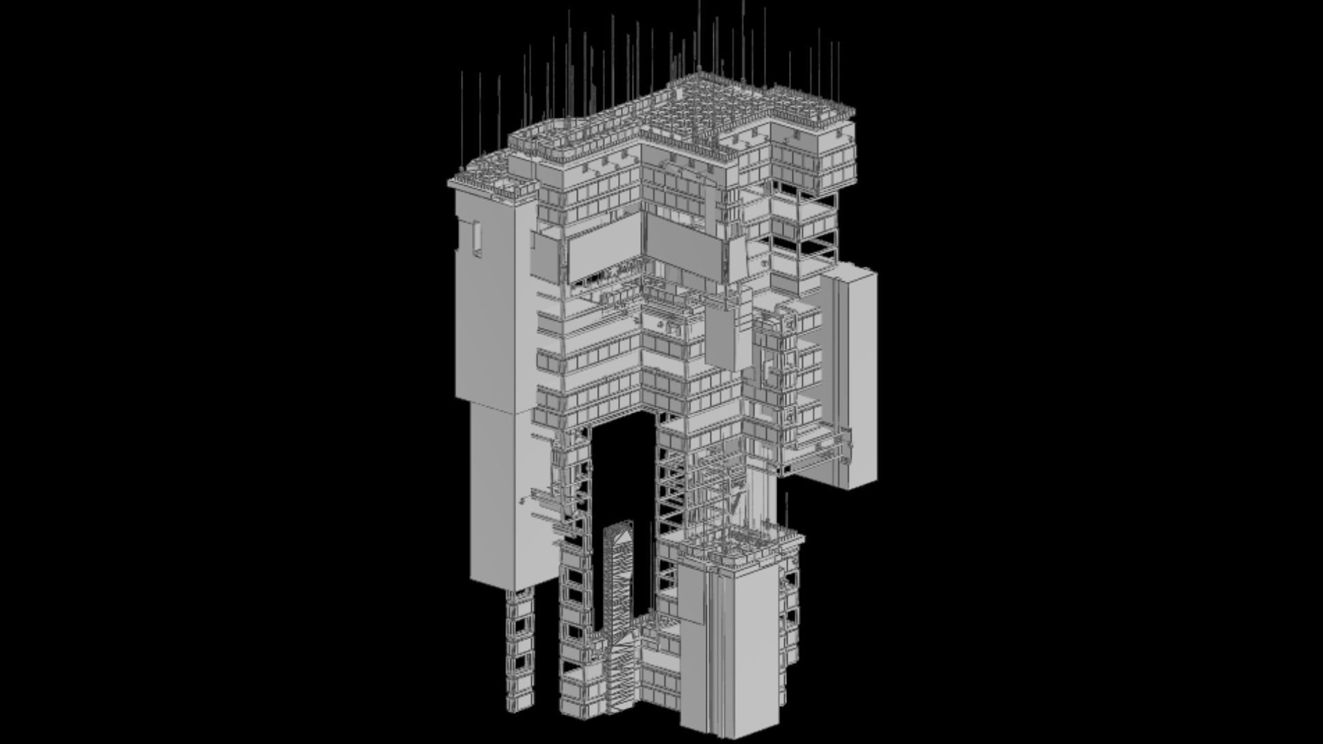 Sci-Fi Cyberpunk Futuristic City Skyscraper Building 55 3D model_6