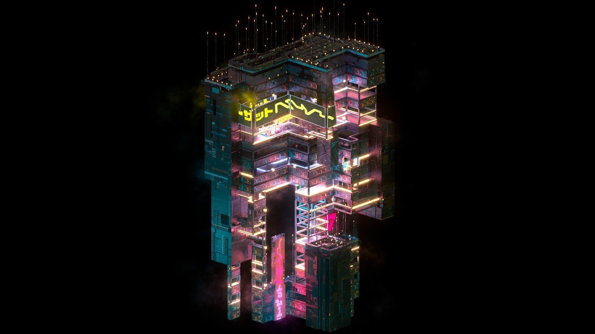Sci-Fi Cyberpunk Futuristic City Skyscraper Building 55 3D model_1