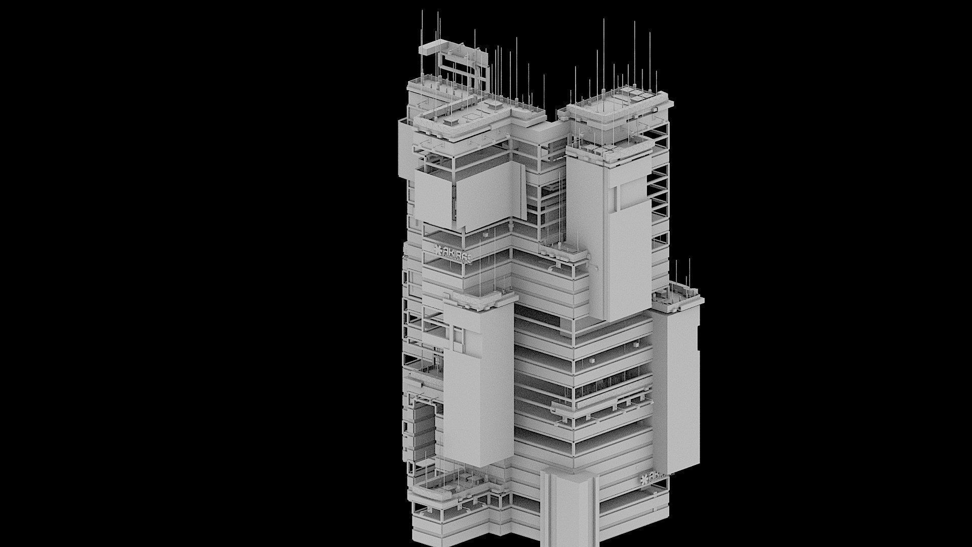 Sci-Fi Cyberpunk Futuristic City Skyscraper Building 54 3D model_2